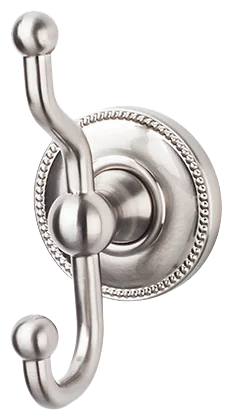 Edwardian Bath Double Hook - Beaded Backplate ED2BSNA Brushed Satin Nickel