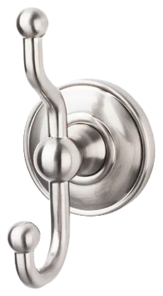 Edwardian Bath Double Hook - Plain Backplate ED2BSND Brushed Satin Nickel