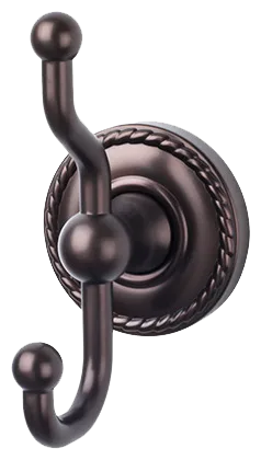 Edwardian Bath Double Hook - Rope Backplate ED2ORBF Oil Rubbed Bronze