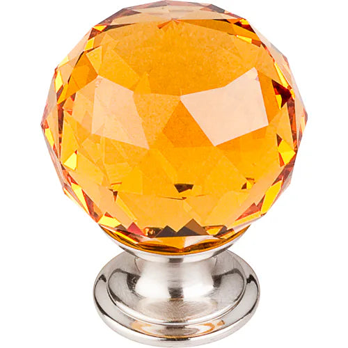 Amber Crystal Knob 1 3/8'' TK112BSN Brushed Satin Nickel Base
