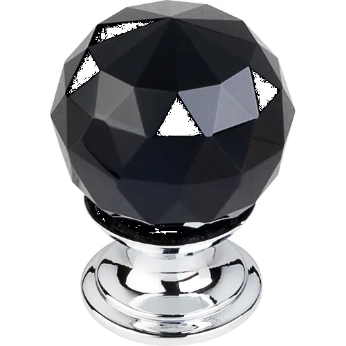 Black Crystal Knob 1 1/8'' TK115PC Polished Chrome Base