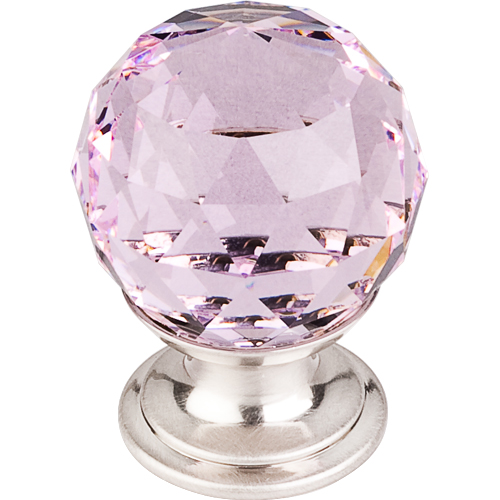 Pink Crystal Knob 1 1/8'' TK117BSN Brushed Satin Nickel Base