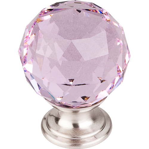 Pink Crystal Knob 1 3/8'' TK118BSN Brushed Satin Nickel Base