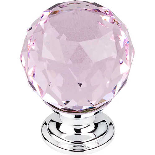 Pink Crystal Knob 1 3/8'' TK118PC Polished Chrome Base