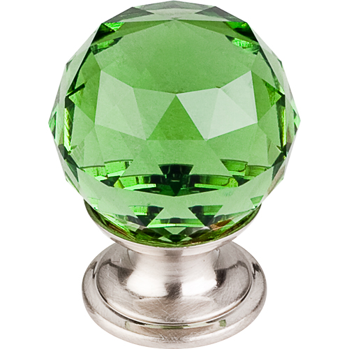 Green Crystal Knob 1 1/8'' TK119BSN Brushed Satin Nickel Base
