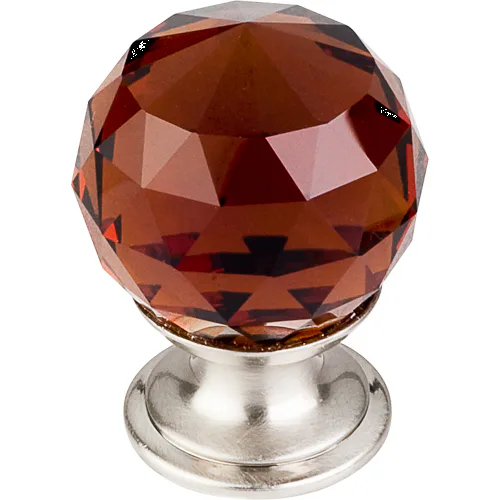 Wine Crystal Knob 1 1/8'' TK121BSN Brushed Satin Nickel Base