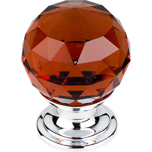 Wine Crystal Knob 1 1/8'' TK121PC Polished Chrome Base