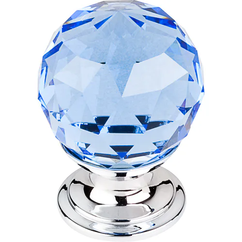 Blue Crystal Knob 1 1/8'' TK123PC Polished Chrome Base