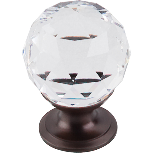Clear Crystal Knob 1 1/8'' TK125ORB Oil Rubbed Bronze Base