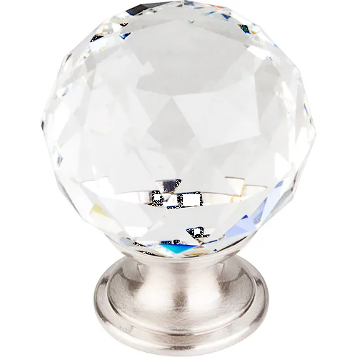Clear Crystal Knob 1 3/8'' TK126BSN Brushed Satin Nickel Base