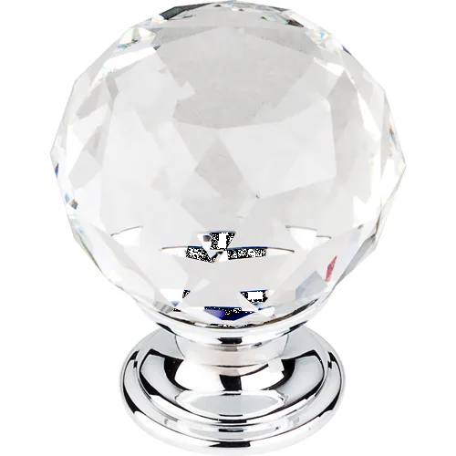 Clear Crystal Knob 1 3/8'' TK126PC Polished Chrome Base