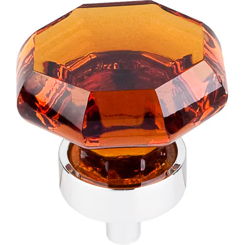 Wine Octagon Crystal Knob 1 3/8'' TK138PC Polished Chrome Base