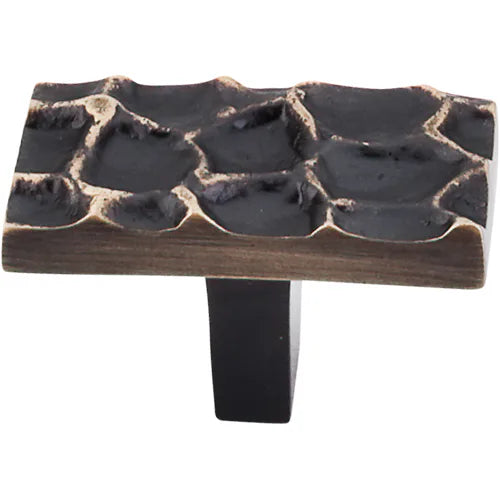 Cobblestone Rectangle Knob 1 7/8'' TK303BA Brass Antique