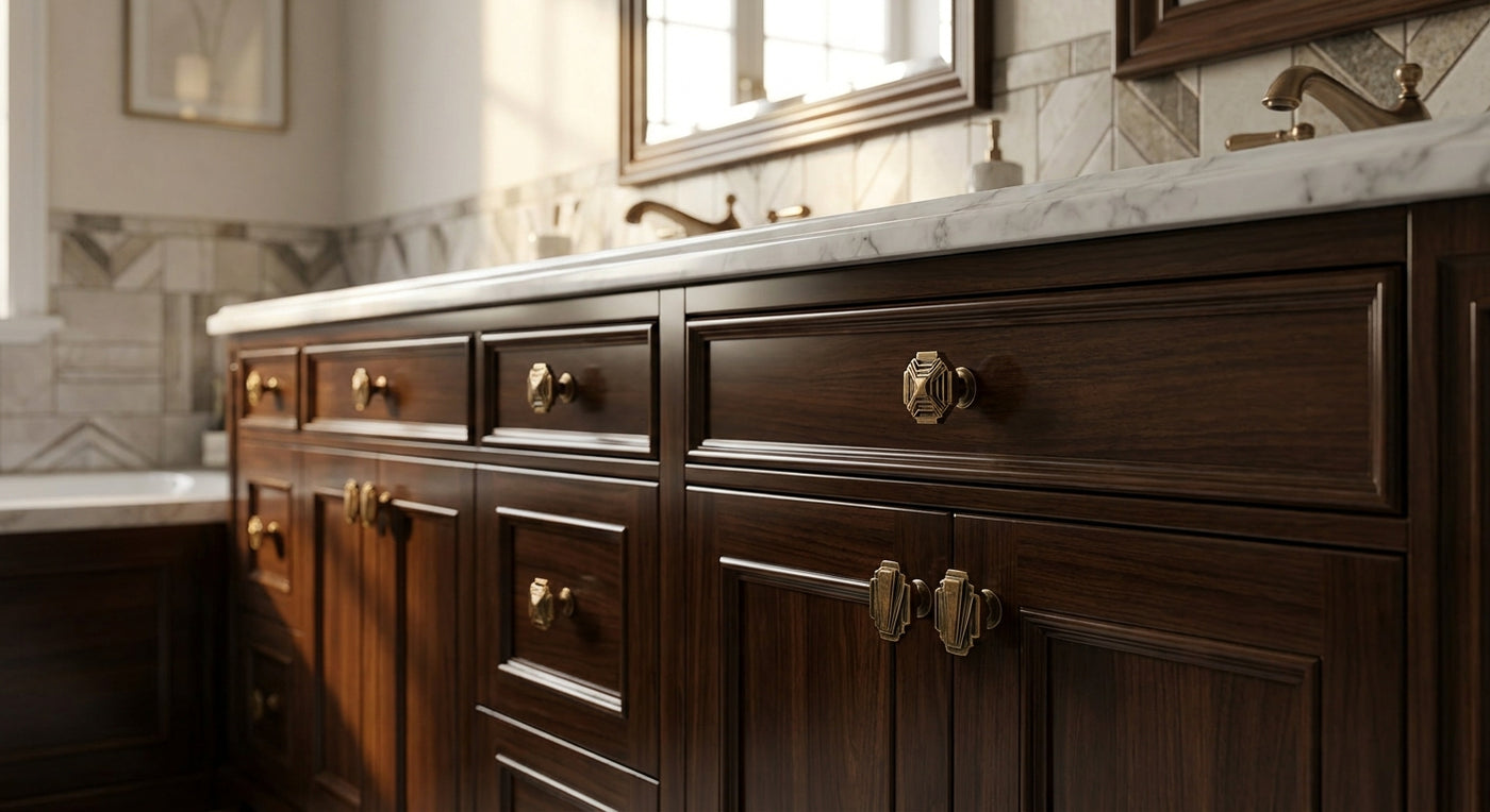 Art deco cabinet hardware for bathroom vanities