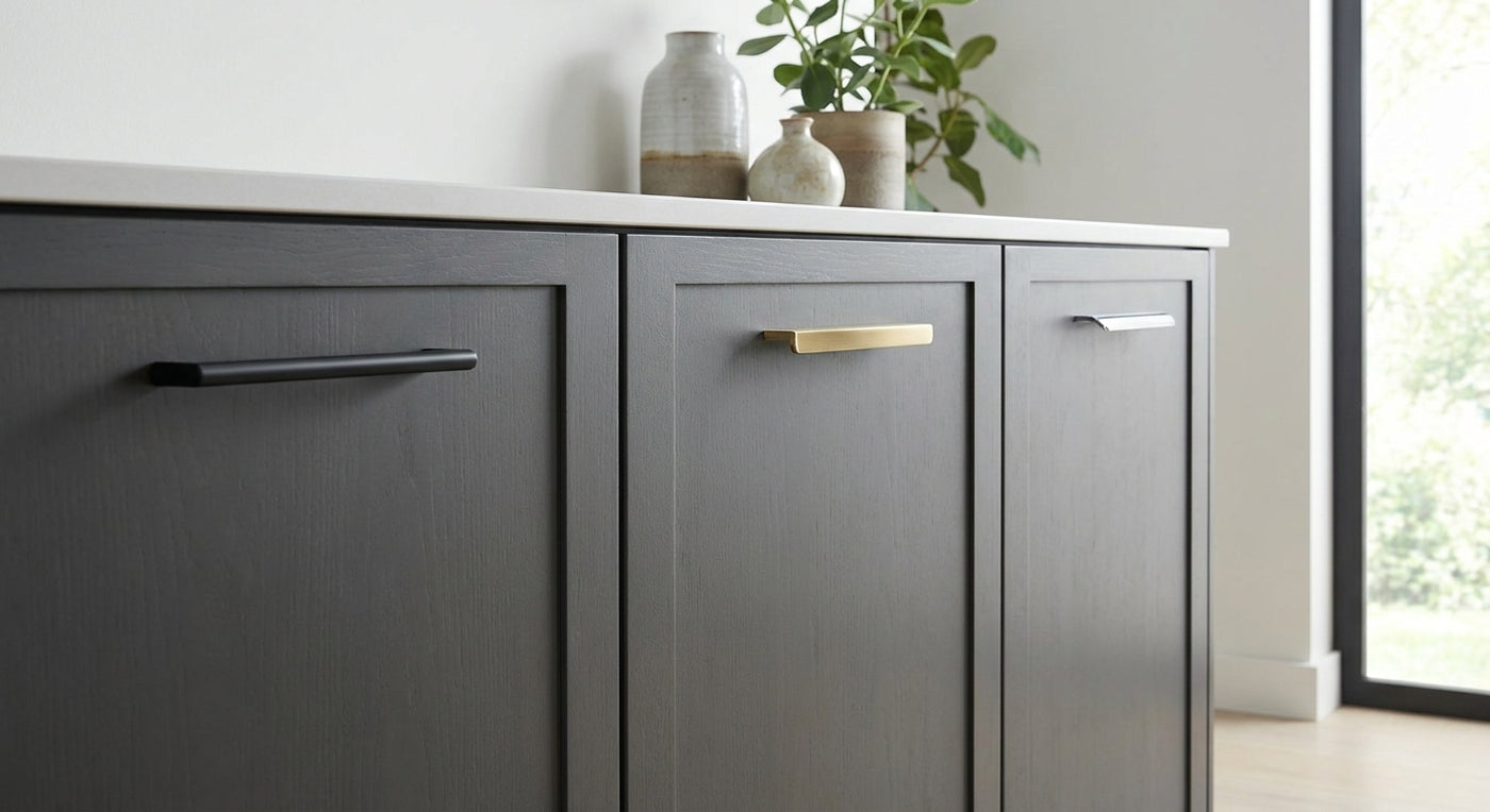 Contemporary cabinet pulls for flat-front cabinets