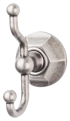 Edwardian Bath Double Hook - Hex Backplate ED2APB Antique Pewter