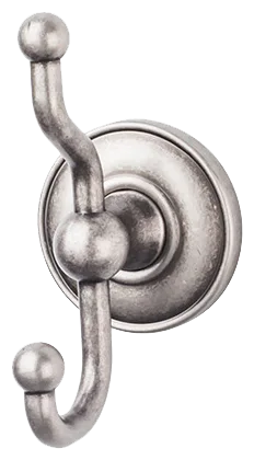 Edwardian Bath Double Hook - Plain Backplate ED2APD Antique Pewter