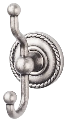 Edwardian Bath Double Hook - Rope Backplate ED2APF Antique Pewter
