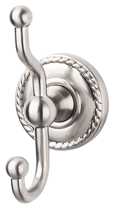 Edwardian Bath Double Hook - Rope Backplate ED2BSNF Brushed Satin Nickel
