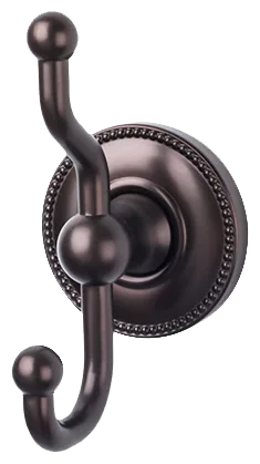 Edwardian Bath Double Hook - Beaded Backplate ED2ORBA Oil Rubbed Bronze