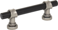 Dakota Bit Pull 3 Inch Flat Black and Pewter Antique M2702