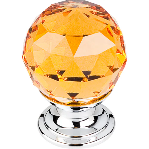 Amber Crystal Knob 1 1/8'' TK111PC Polished Chrome Base