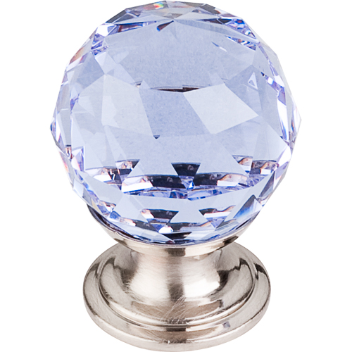 Light Blue Crystal Knob 1 1/8'' TK113BSN Brushed Satin Nickel Base