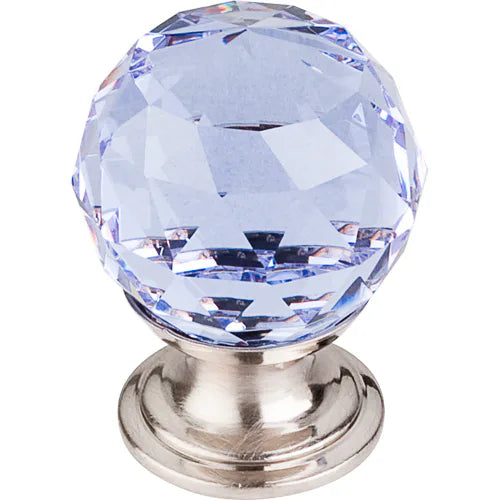Light Blue Crystal Knob 1 1/8'' TK113BSN Brushed Satin Nickel Base