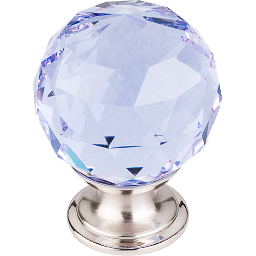 Light Blue Crystal Knob 1 3/8'' TK114BSN Brushed Satin Nickel Base