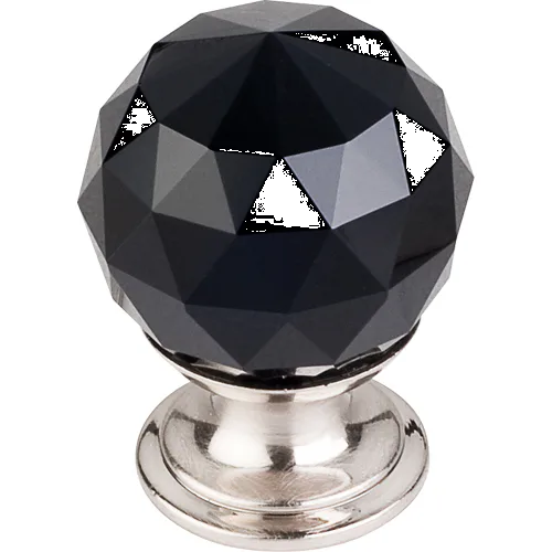 Black Crystal Knob 1 1/8'' TK115BSN Brushed Satin Nickel Base