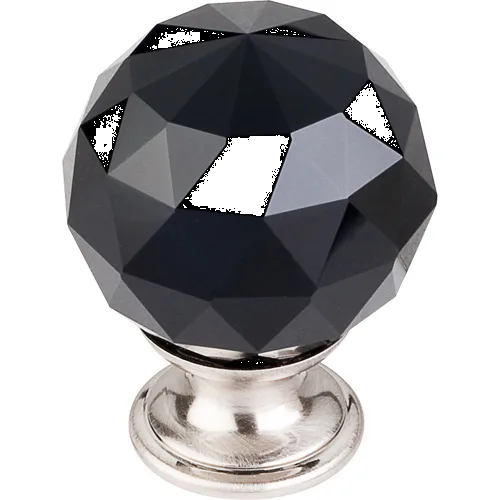 Black Crystal Knob 1 3/8'' TK116BSN Brushed Satin Nickel Base