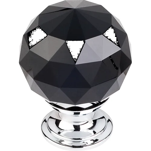 Black Crystal Knob 1 3/8'' TK116PC Polished Chrome Base