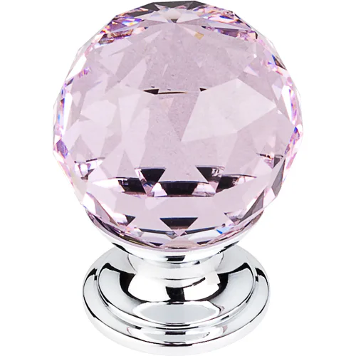 Pink Crystal Knob 1 1/8'' TK117PC Polished Chrome Base