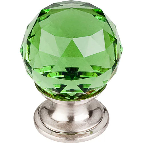 Green Crystal Knob 1 1/8'' TK119BSN Brushed Satin Nickel Base