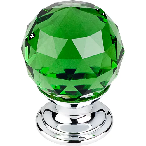 Green Crystal Knob 1 1/8'' TK119PC Polished Chrome Base