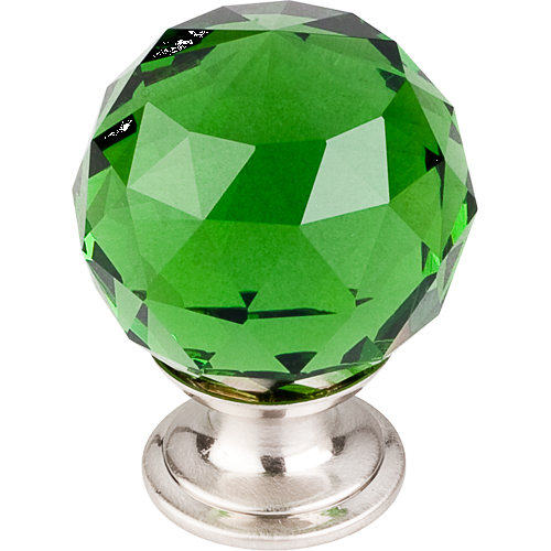Green Crystal Knob 1 3/8'' TK120BSN Brushed Satin Nickel Base