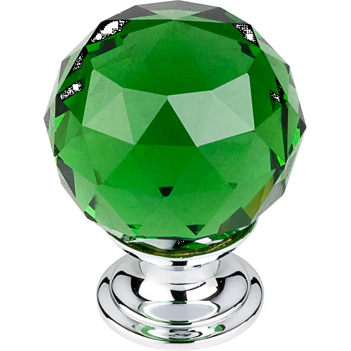 Green Crystal Knob 1 3/8'' TK120PC Polished Chrome Base