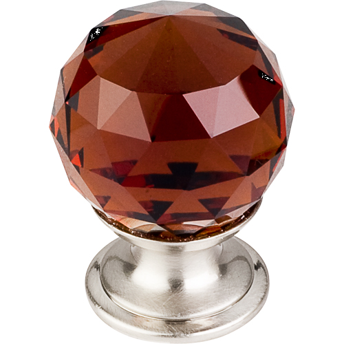 Wine Crystal Knob 1 1/8'' TK121BSN Brushed Satin Nickel Base