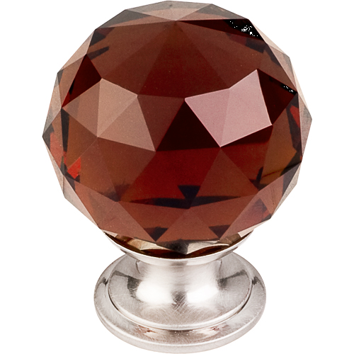 Wine Crystal Knob 1 3/8'' TK122BSN Brushed Satin Nickel Base