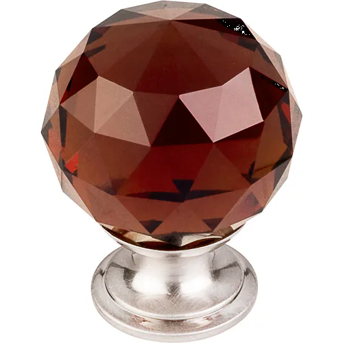 Wine Crystal Knob 1 3/8'' TK122BSN Brushed Satin Nickel Base