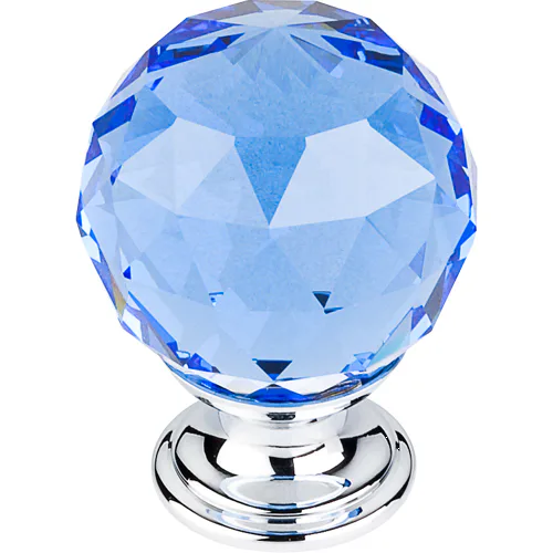 Blue Crystal Knob 1 3/8'' TK124PC Polished Chrome Base