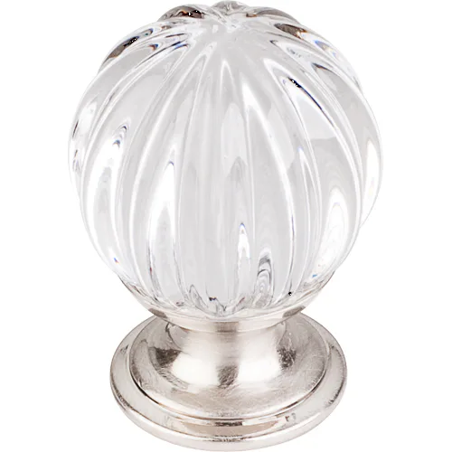 Clear Melon Crystal Knob 1 1/8'' TK127BSN Brushed Satin Nickel Base