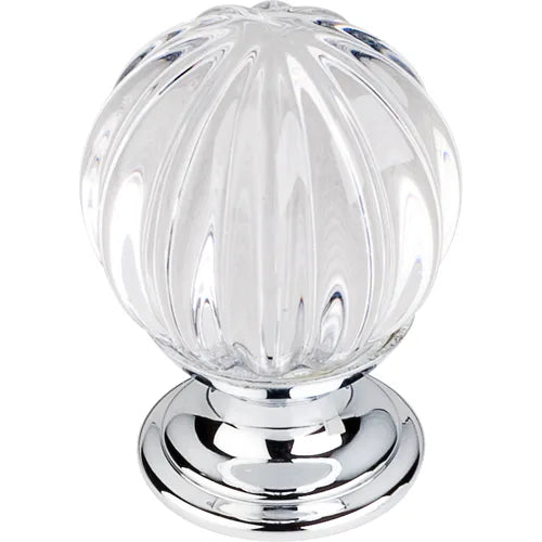 Clear Melon Crystal Knob 1 1/8'' TK127PC Polished Chrome Base