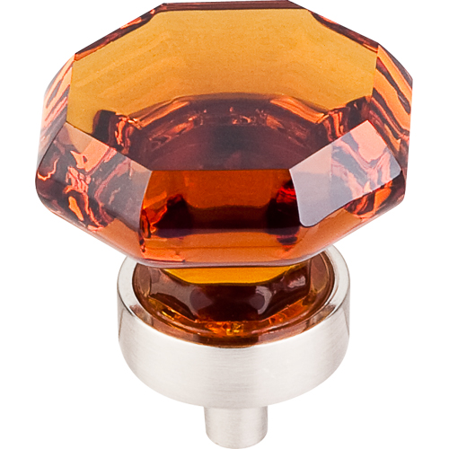 Wine Octagon Crystal Knob 1 3/8'' TK138BSN Brushed Satin Nickel Base