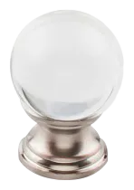Serene Clarity Clear Glass Round Knob 1'' TK840BSN Brushed Satin Nickel Base